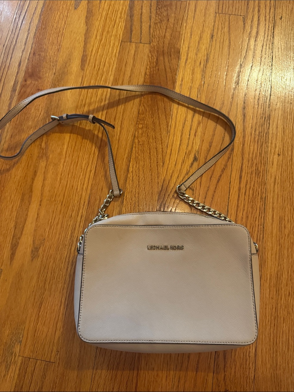 Michael Kors Light Beige Saffiano Leather Crossbody Bag